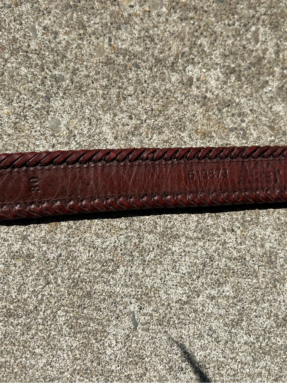REI Size 30 Brown Full Grain Leather Belt With Padded Plaid Canvas Brass Buckle